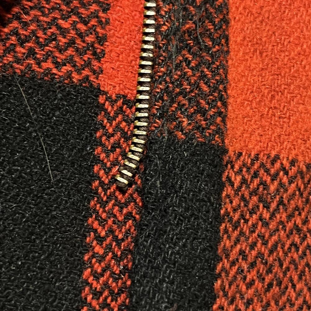 Vintage Melton Mackinaw 50s Jacket Mens Medium Red Black Buffalo Plaid Wool Zip - Picture 4 of 14